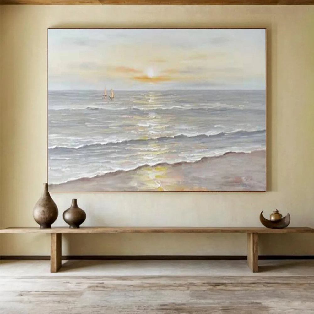 evening beach abstract acrylic design 2